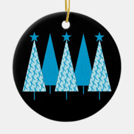 Kerstbomen - Licht blauw lint Keramisch Ornament