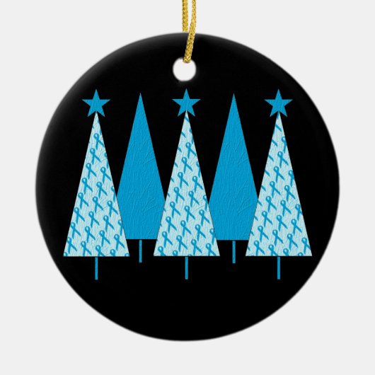 Kerstbomen - Licht blauw lint Keramisch Ornament (Voorkant)