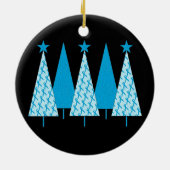 Kerstbomen - Licht blauw lint Keramisch Ornament (Achterkant)