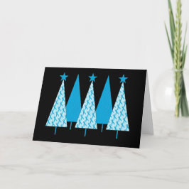 Kerstbomen lichtblauw lintje feestdagen kaart