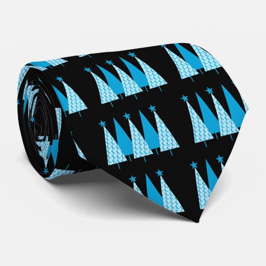 Kerstbomen lichtblauw lintje stropdas (Opgerold)