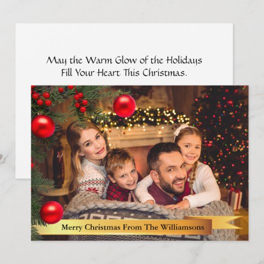 Kerstbomen Lijst Gold Ribbon-kerstmis Feestdagenkaart (Voorkant / Achterkant)