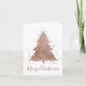 Kerstbomen| Luxe Roos Gold Glitter Feestdagen Kaart (Voorkant)