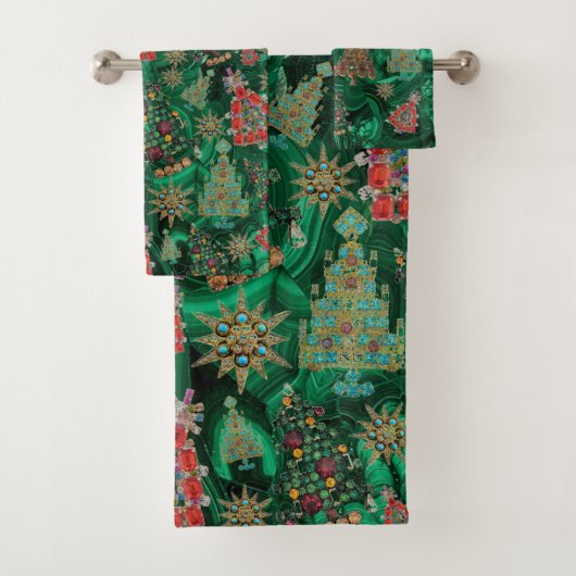 Kerstbomen Malachite Holiday Towel Bad Handdoek (Insitu)