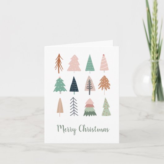 Kerstbomen Meisjesachtige Collage Feestdagen Kaart (Voorkant)