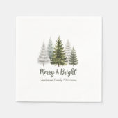 Kerstbomen Merry & Bright cocktail servetten (Voorkant)