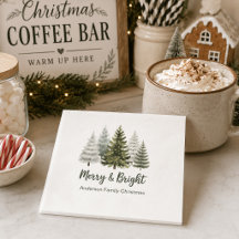 Kerstbomen Merry & Bright cocktail servetten