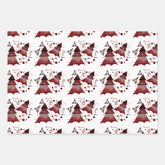 kerstbomen Merry en Bright Polka Dots Inpakpapier Vel (Voorkant)