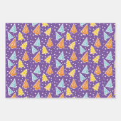 kerstbomen "Merry Kerstmis" sneeuw paars Inpakpapier Vel (Voorkant)