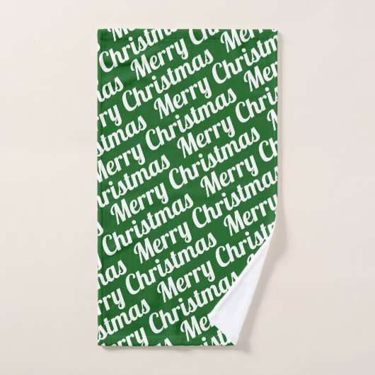 kerstbomen "Merry Kerstmis" sneeuwgroen Bad Handdoek (Handdoek)