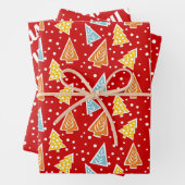 Kerstbomen "Merry Kerstmis" sneeuwrood Inpakpapier Vel (In situ)