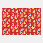 Kerstbomen "Merry Kerstmis" sneeuwrood Inpakpapier Vel (Voorkant)