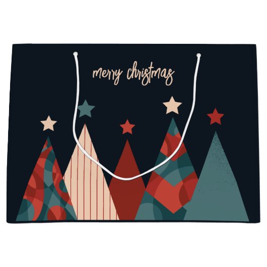 Kerstbomen met abstracte feestdagen groot cadeauzakje (Voorkant)
