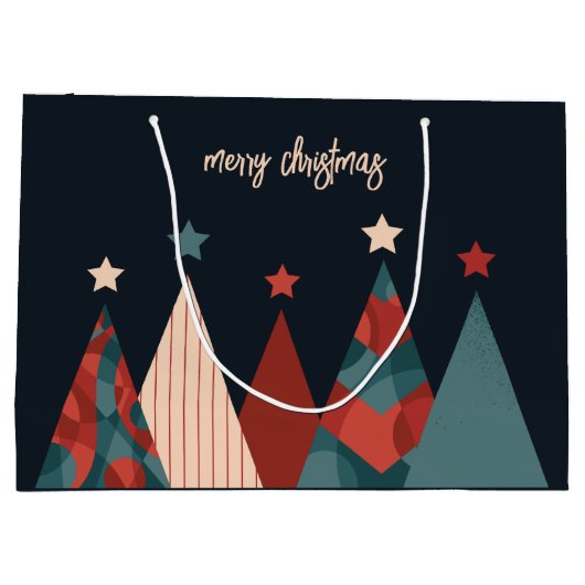 Kerstbomen met abstracte feestdagen groot cadeauzakje (Achterkant)