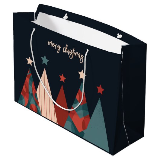 Kerstbomen met abstracte feestdagen groot cadeauzakje (Achterkant Gekanteld)