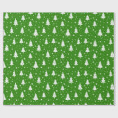 Kerstbomen met Bollen Sterren en Sneeuwvlokken Cadeaupapier (Vlak)