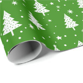 Kerstbomen met Bollen Sterren en Sneeuwvlokken Cadeaupapier (Rol Hoek)