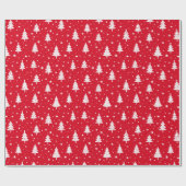 Kerstbomen met Bollen Sterren en Sneeuwvlokken Cadeaupapier (Vlak)