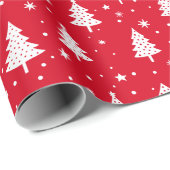 Kerstbomen met Bollen Sterren en Sneeuwvlokken Cadeaupapier (Rol Hoek)