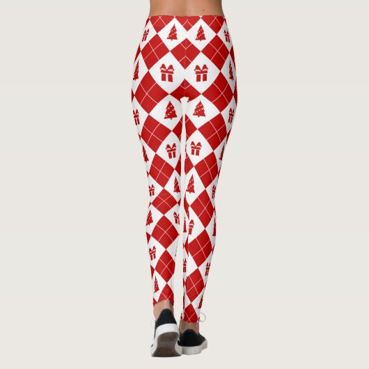 Kerstbomen met Cadeaudozen Patroon Leggings (Achterkant)