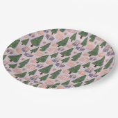 Kerstbomen met Cadeaus Roze Groen Violet Papieren Bordje (Gekanteld)