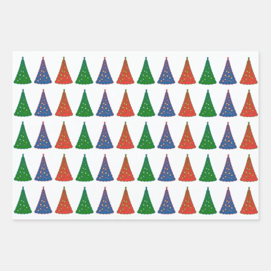 kerstbomen met driekleurenwrapping van papier inpakpapier vel (Voorkant)