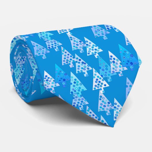 Kerstbomen met een gemiddelde bloem - blauw zee stropdas (Opgerold)