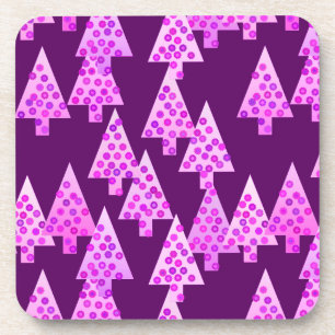 Kerstbomen met een moderne bloem - amethyst paars bier onderzetter