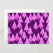 Kerstbomen met een moderne bloem - amethyst paars feestdagenkaart (Voorkant / Achterkant)