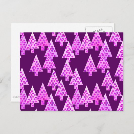 Kerstbomen met een moderne bloem - amethyst paars feestdagenkaart (Voorkant / Achterkant)