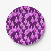 Kerstbomen met een moderne bloem - amethyst paars papieren bordje (Voorkant)