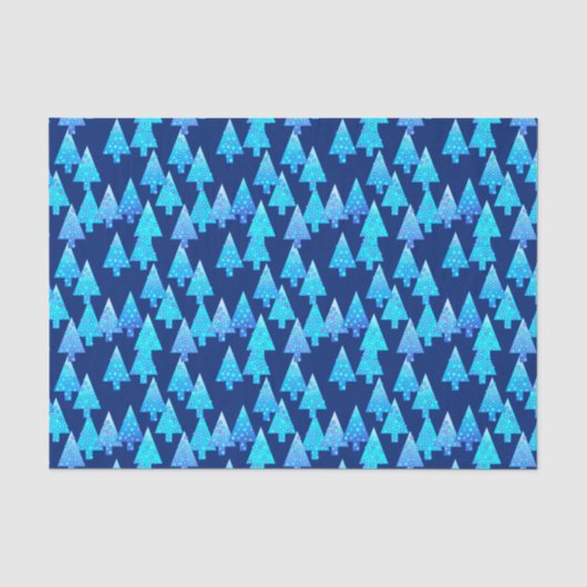 Kerstbomen met een moderne bloem - diep blauw tissuepapier (Voorkant)