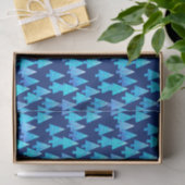 Kerstbomen met een moderne bloem - diep blauw tissuepapier (Geschenk)