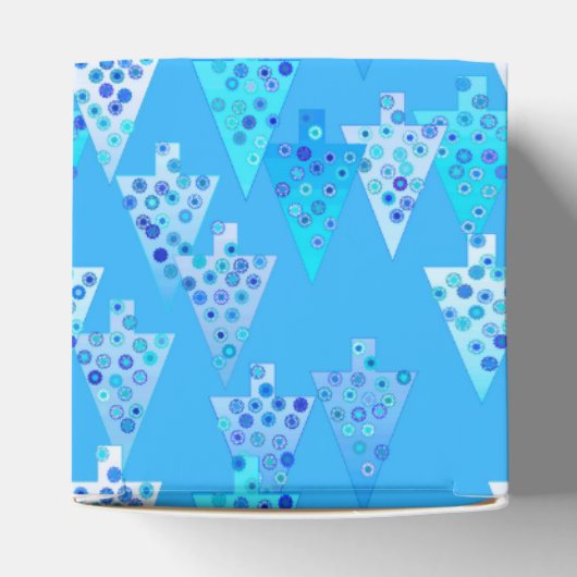 Kerstbomen met een moderne bloem - hemelsblauw bedankdoosjes (Bovenkant)