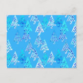 Kerstbomen met een moderne bloem - hemelsblauw feestdagenkaart (Voorkant)