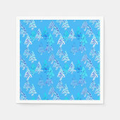 Kerstbomen met een moderne bloem - hemelsblauw servetten (Voorkant)