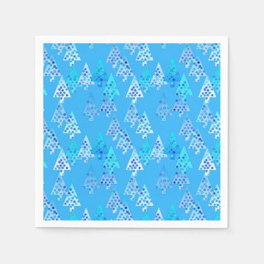 Kerstbomen met een moderne bloem - hemelsblauw servetten (Voorkant)