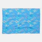 Kerstbomen met een moderne bloem - hemelsblauw theedoek (Horizontaal)