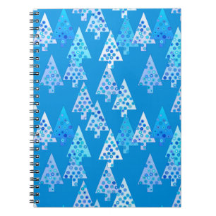 Kerstbomen met een moderne bloem - kerelblauw notitieboek