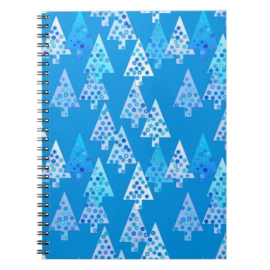 Kerstbomen met een moderne bloem - kerelblauw notitieboek (Voorkant)