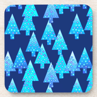 Kerstbomen met een moderne bloem - kobalt blauw bier onderzetter