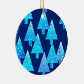 Kerstbomen met een moderne bloem - kobalt blauw keramisch ornament (Rechts)