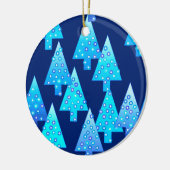 Kerstbomen met een moderne bloem - kobalt blauw keramisch ornament (Links)
