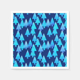 Kerstbomen met een moderne bloem - kobalt blauw servet
