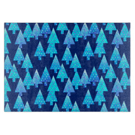 Kerstbomen met een moderne bloem - kobalt blauw snijplank