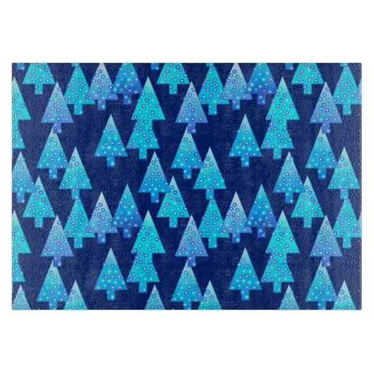Kerstbomen met een moderne bloem - kobalt blauw snijplank (Voorkant)