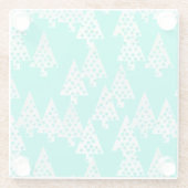 Kerstbomen met een moderne bloem - marinegroen glazen onderzetter (Achterkant)