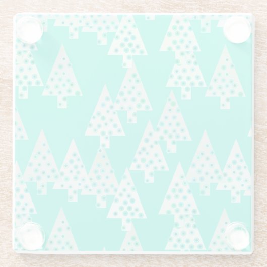 Kerstbomen met een moderne bloem - marinegroen glazen onderzetter (Achterkant)