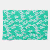 Kerstbomen met een moderne bloem - marinegroen theedoek (Horizontaal)