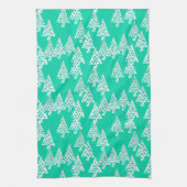 Kerstbomen met een moderne bloem - marinegroen theedoek (Verticaal)